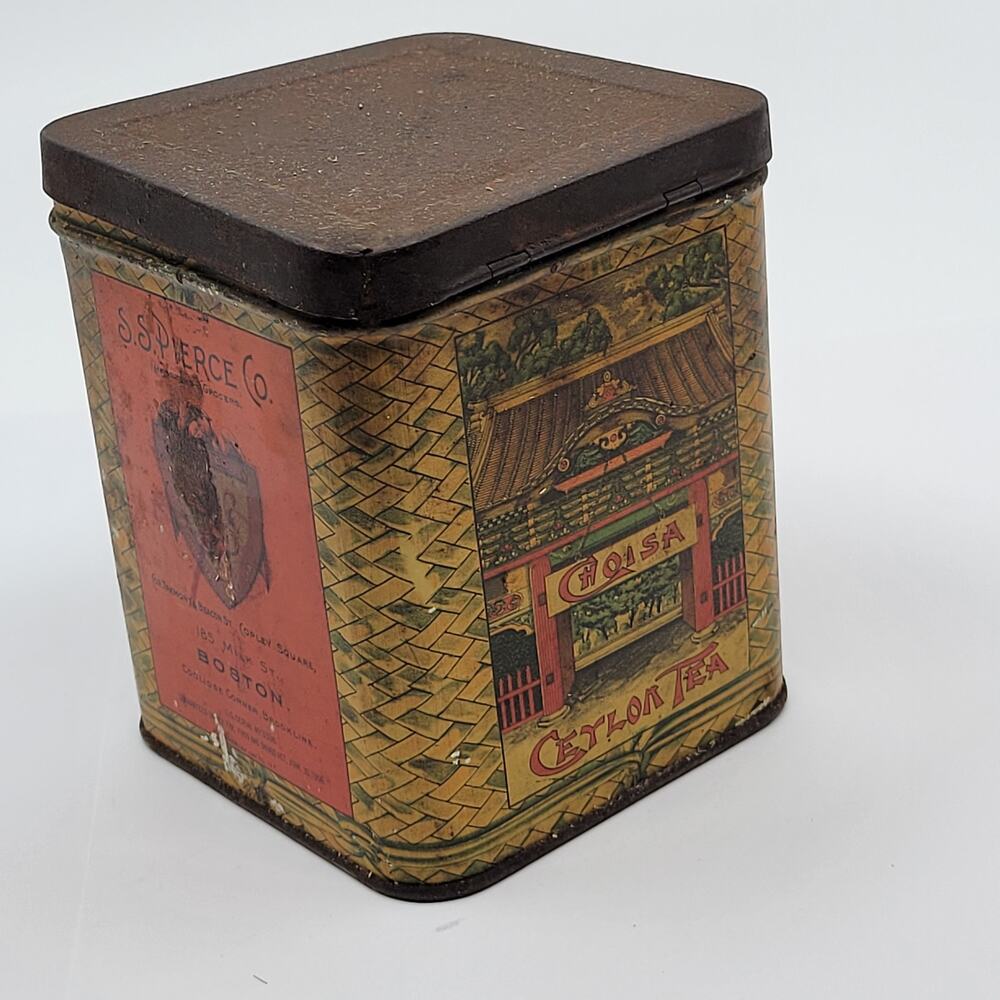Vintage Choisa Ceylon Tea S.S. Pierce Co. Tin Boston.